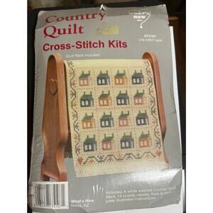 NWT What's New Country Quilt Counted Cross Stitch Kit with Quilt Rack